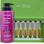 תמונה של משלוח חינם - מארז למניעת נשירת השיער: שמפו 500 מ"ל ואמפולות 8 יח' של 10 מ"ל מבית ג'נוריס - מתוך קטלוג HairFix, מוצג באריזת המקור