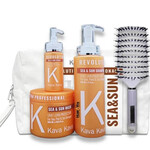 מארז קיץ Sea & Sun ללא מלחים: שמפו + מסכה + סרום + מברשת + תיק