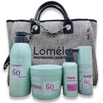 תמונה של משלוח חינם - ערכה לשיער צבוע ולאחר החלקה ללא מלחים: שמפו + מסכה + סרום + מסכה ללא שטיפה + תיק מבית לומלו - מתוך קטלוג HairFix, מוצג באריזת המקור