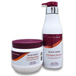 מארז קוויאר שחור לשיער מוחלק, שמפו + מסכה תמונה של מארז קוויאר שחור לשיער מוחלק, שמפו + מסכה מבית מון פלטין - מתוך קטלוג HairFix, מוצג באריזת המקור