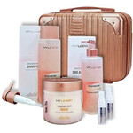 מארז הילורן לשיער מוחלק, שמפו + מסכה + דרימר + 2 אמפולות + מזוודה