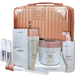 מארז לשיער פגום ושמירת גוון, שמפו + מסכה + דרימר + אמפולות 2 יח + מזוודה
